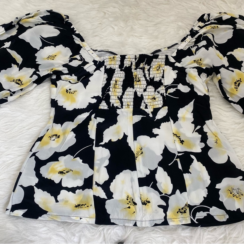 BA&SH Black and White Floral Blouse - Picture 2 of 5